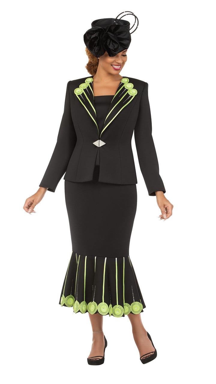 Lime Blossom Elegance 3 Piece Skirt Suit-Plus