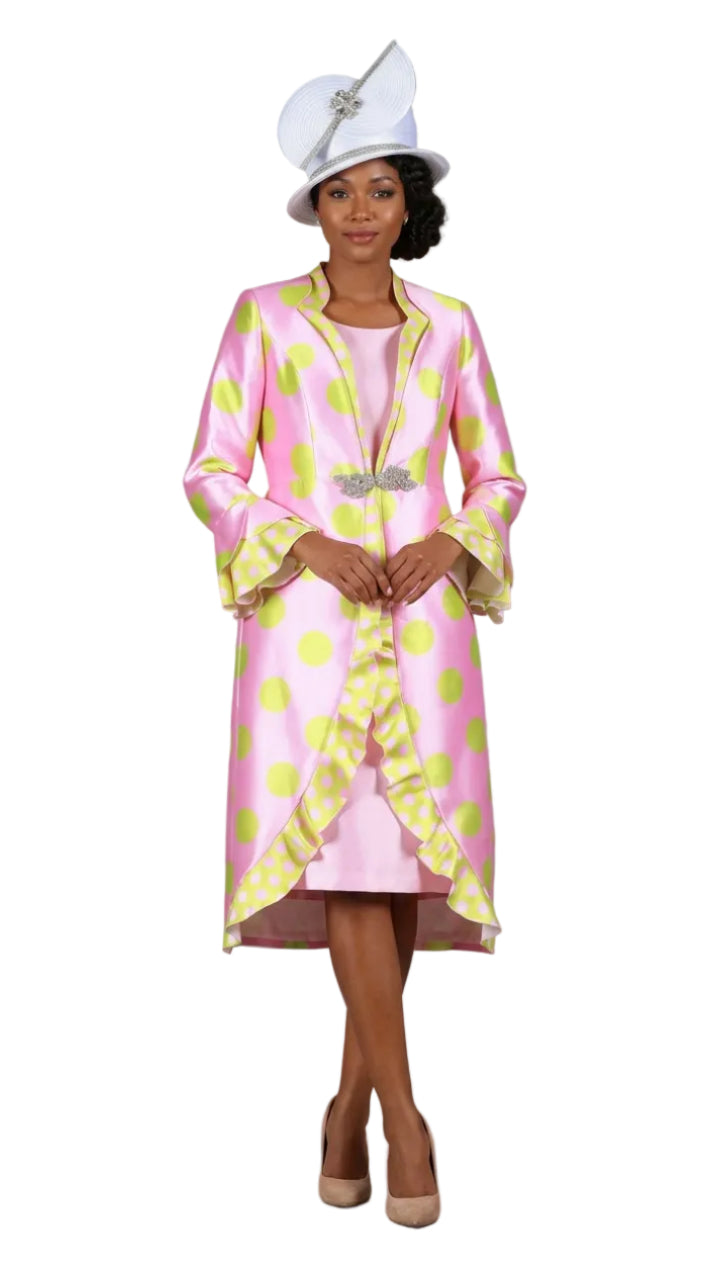 2pc Silky Twill in Polka Dots Dress+Jkt Set