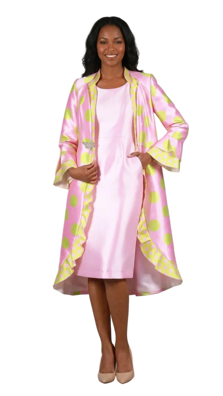 2pc Silky Twill in Polka Dots Dress+Jkt Set