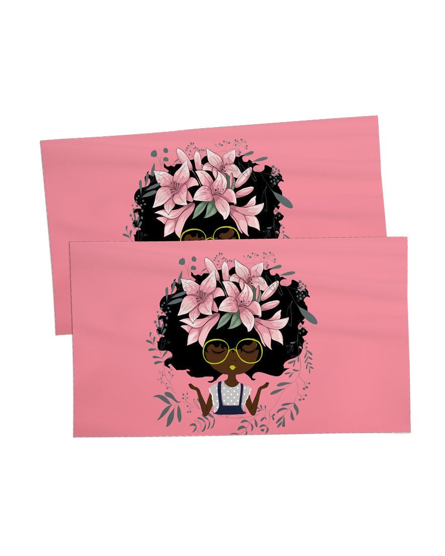  Two AFROBRATS Lily pillow shams – Black girl floral afro print in pink | Pardon My Fro | Especially Yours
