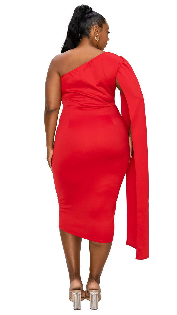 Spade One Shoulder Cape Dress