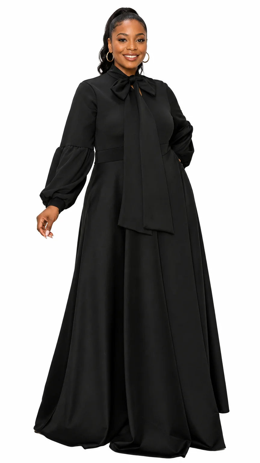 Bella Donna Dress with Ribbon and Bishop Sleeves