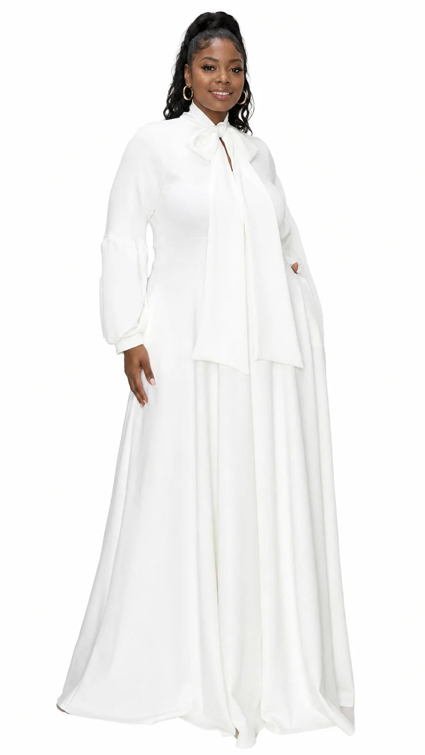 Bella Donna Dress with Ribbon and Bishop Sleeves