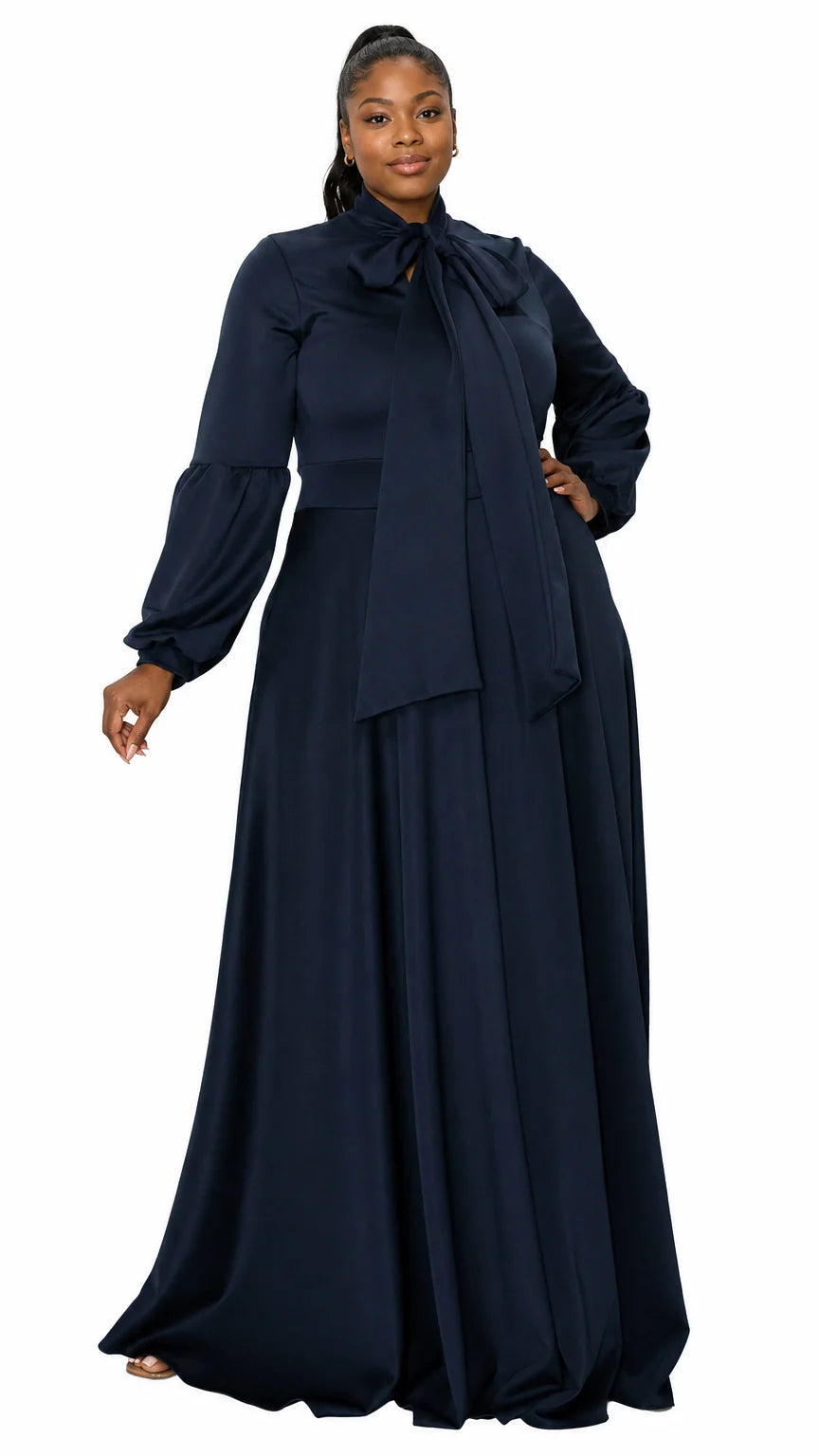 Bella Donna Dress with Ribbon and Bishop Sleeves