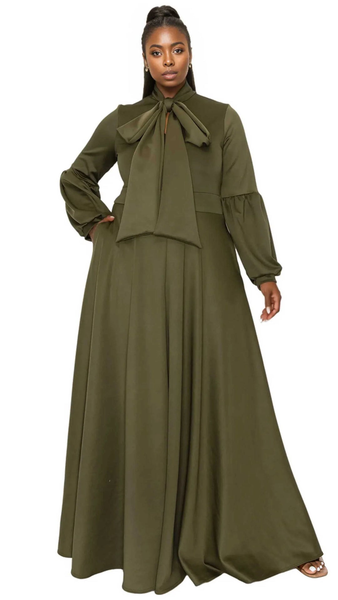 Bella Donna Dress with Ribbon and Bishop Sleeves