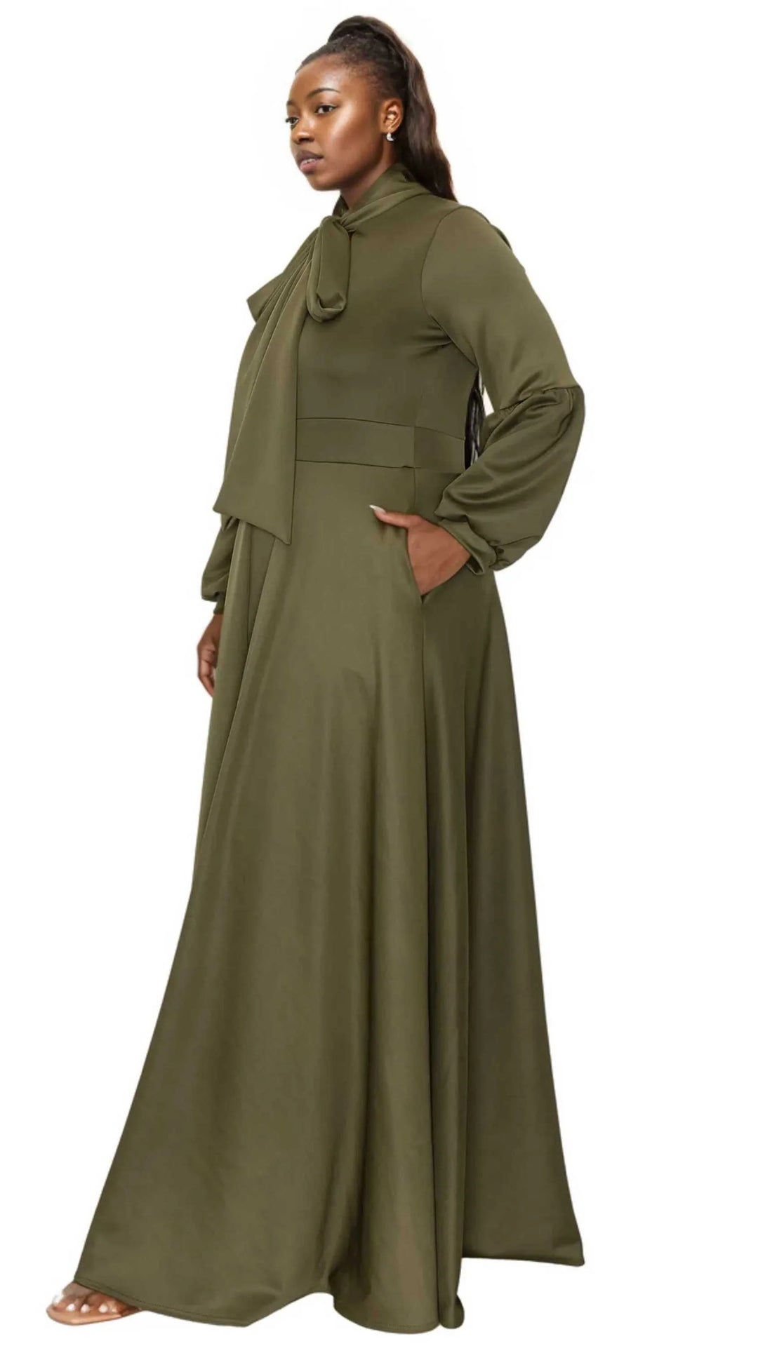 Bella Donna Dress with Ribbon and Bishop Sleeves