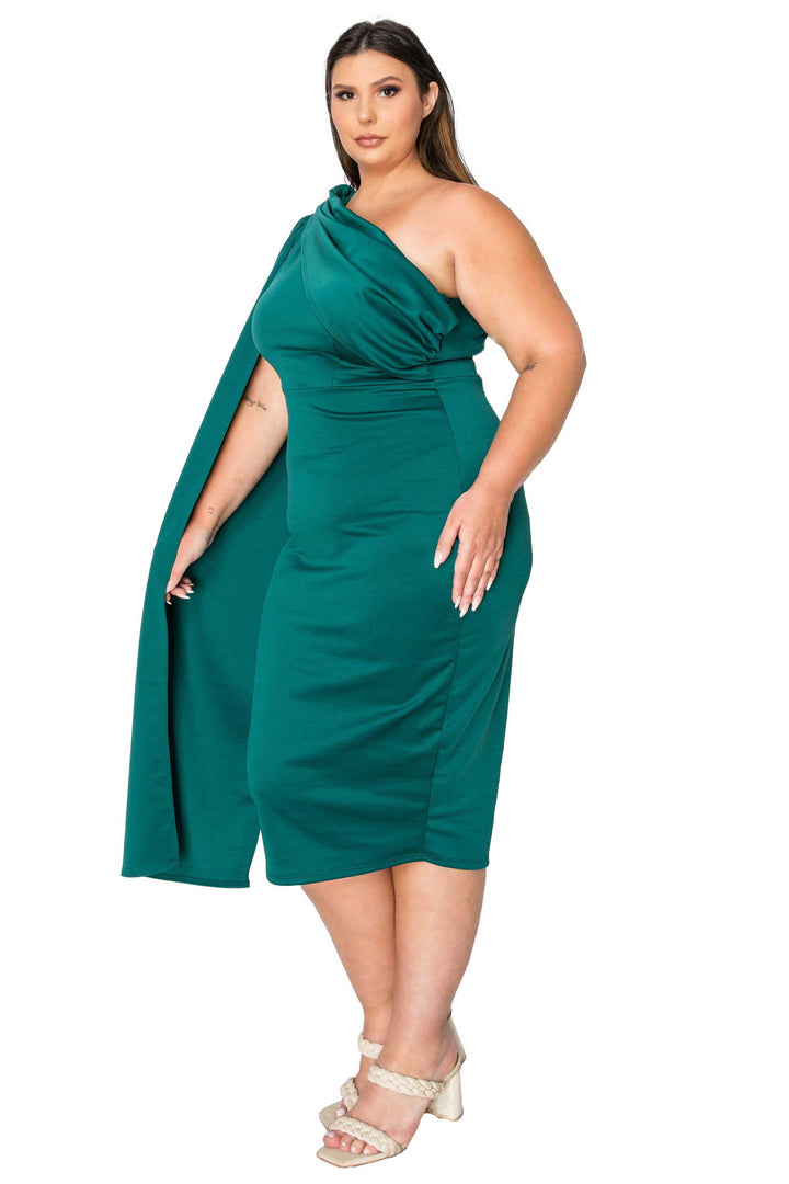 Spade One Shoulder Cape Dress