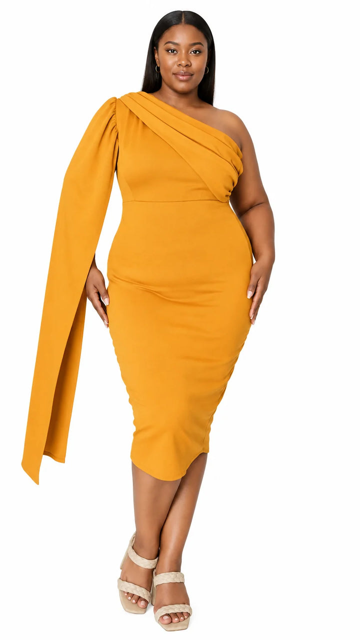 Spade One Shoulder Cape Dress