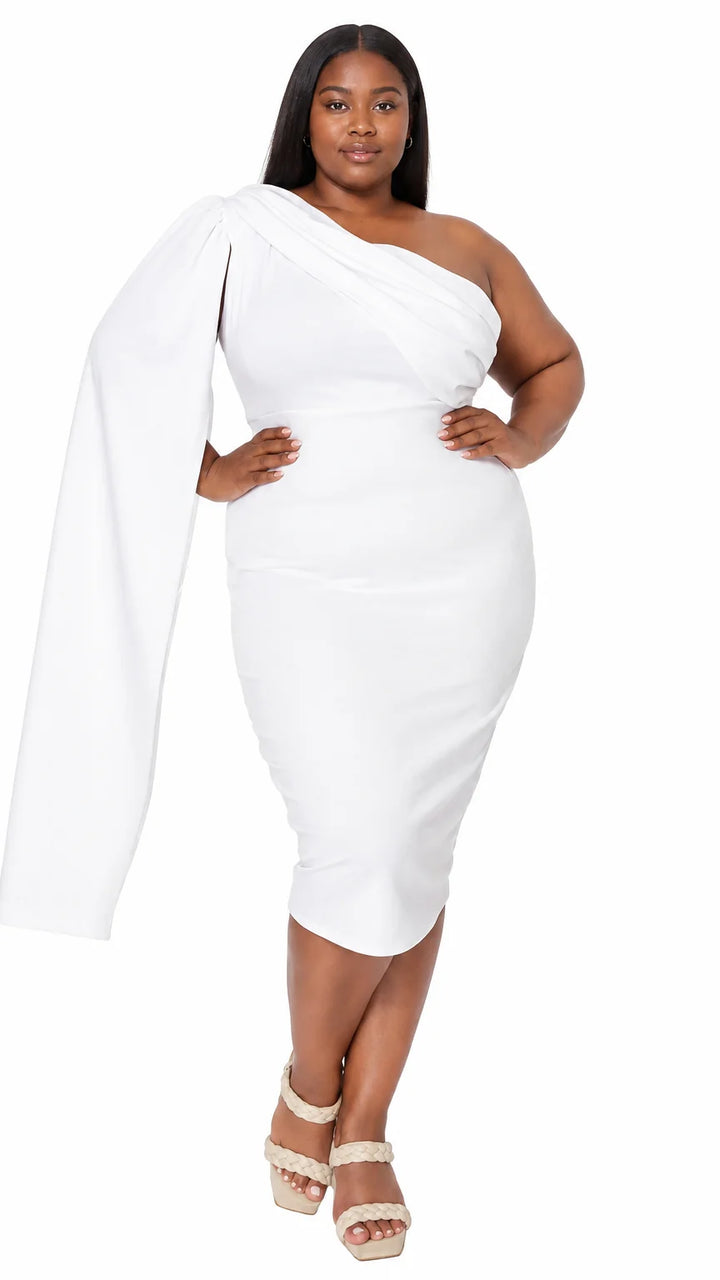 Spade One Shoulder Cape Dress