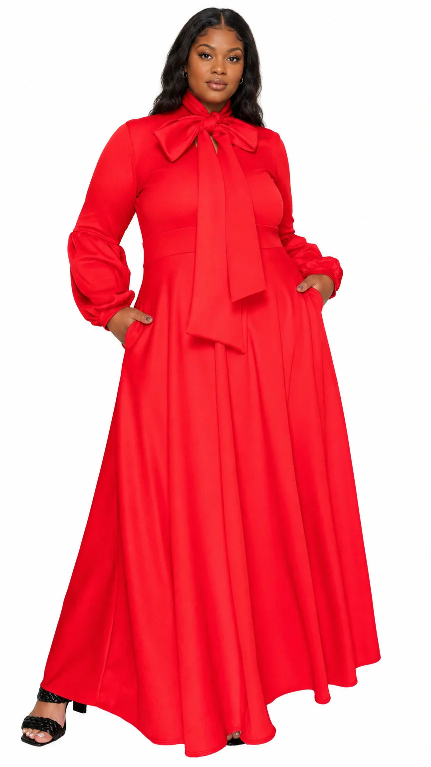 Bella Donna Dress with Ribbon and Bishop Sleeves