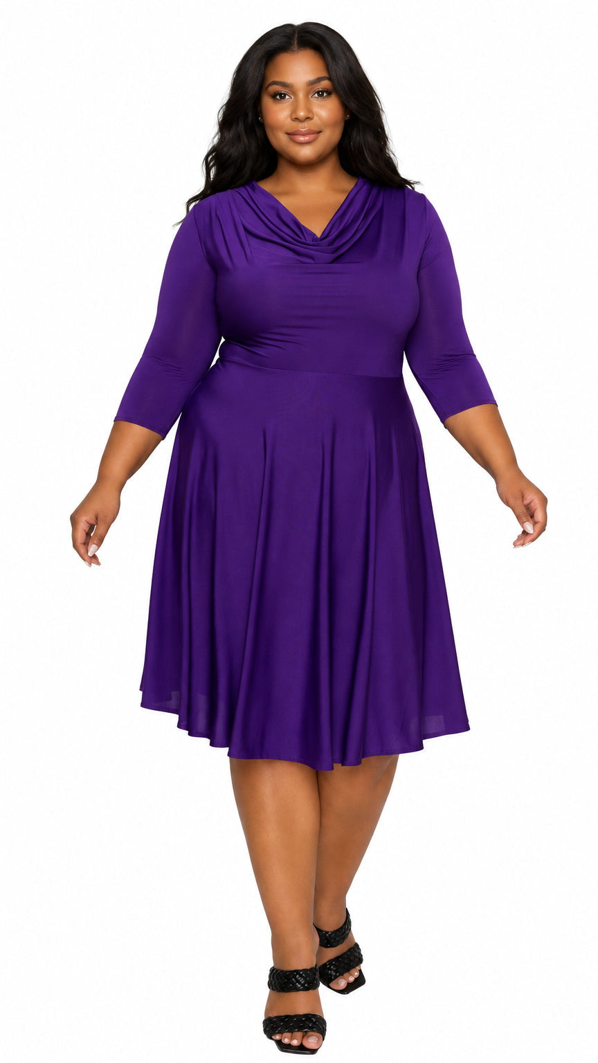 Amoretti Cowl Neck Flare Dress