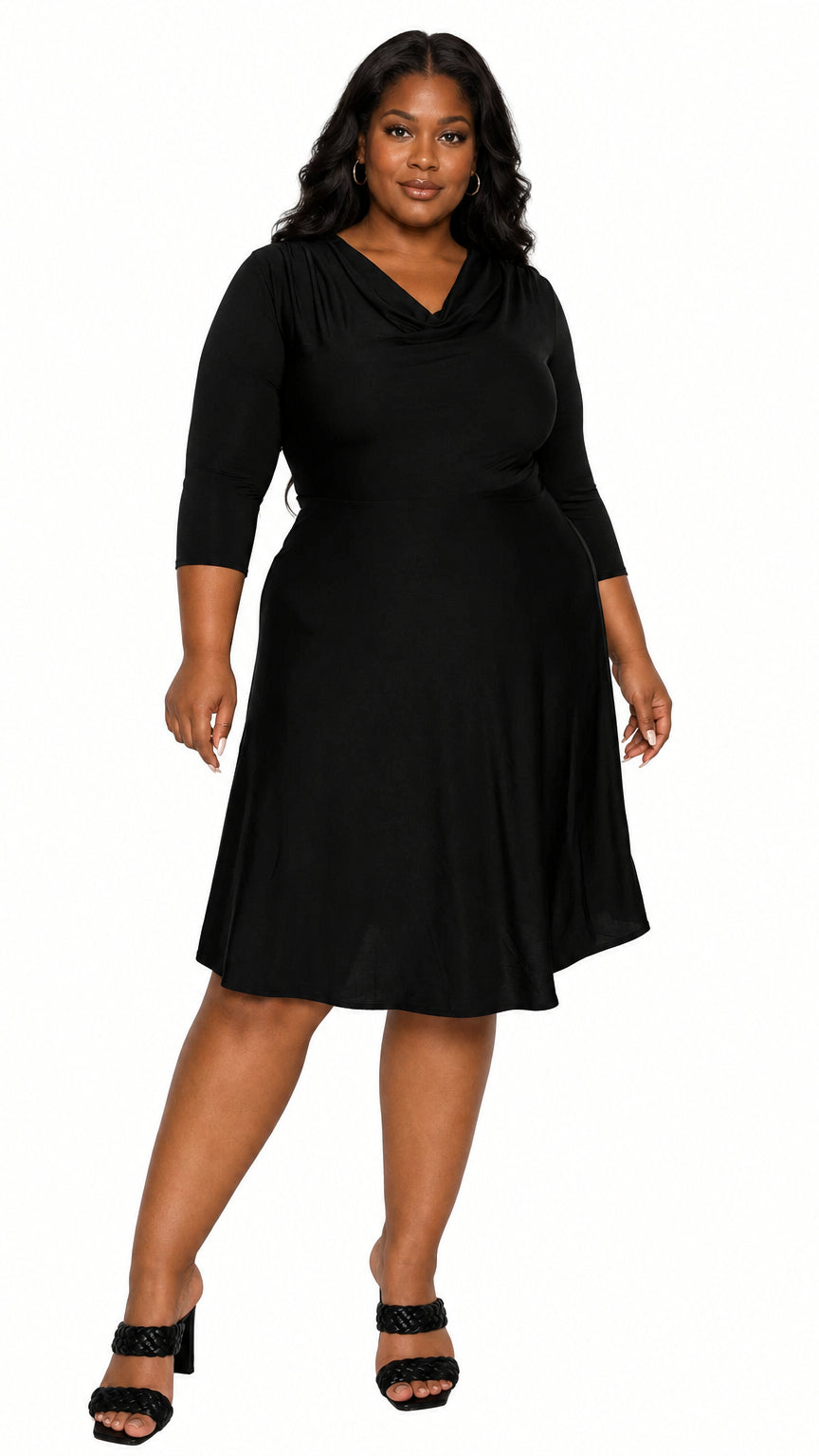 Amoretti Cowl Neck Flare Dress