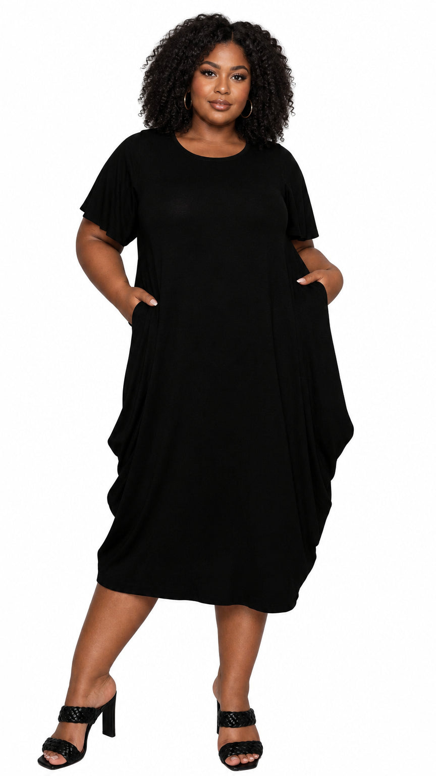 Liz Flutter Sleeve Pocket Dress