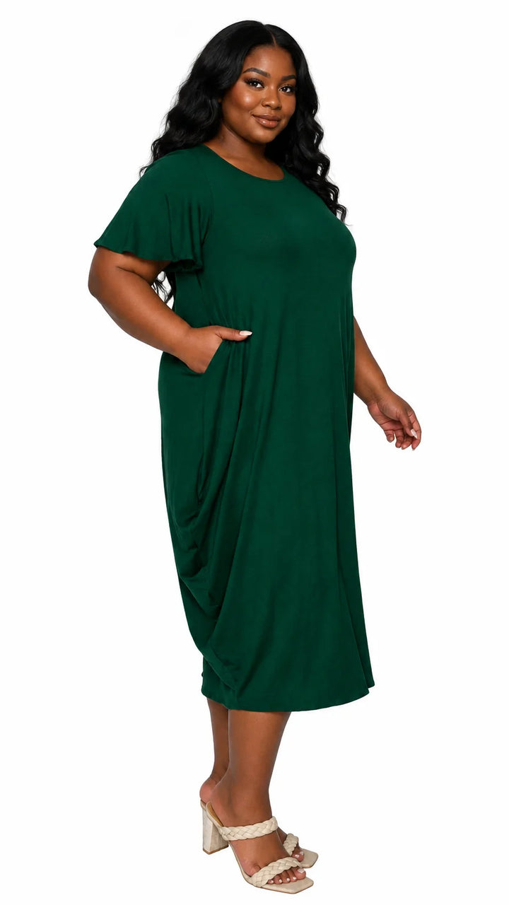 Liz Flutter Sleeve Pocket Dress