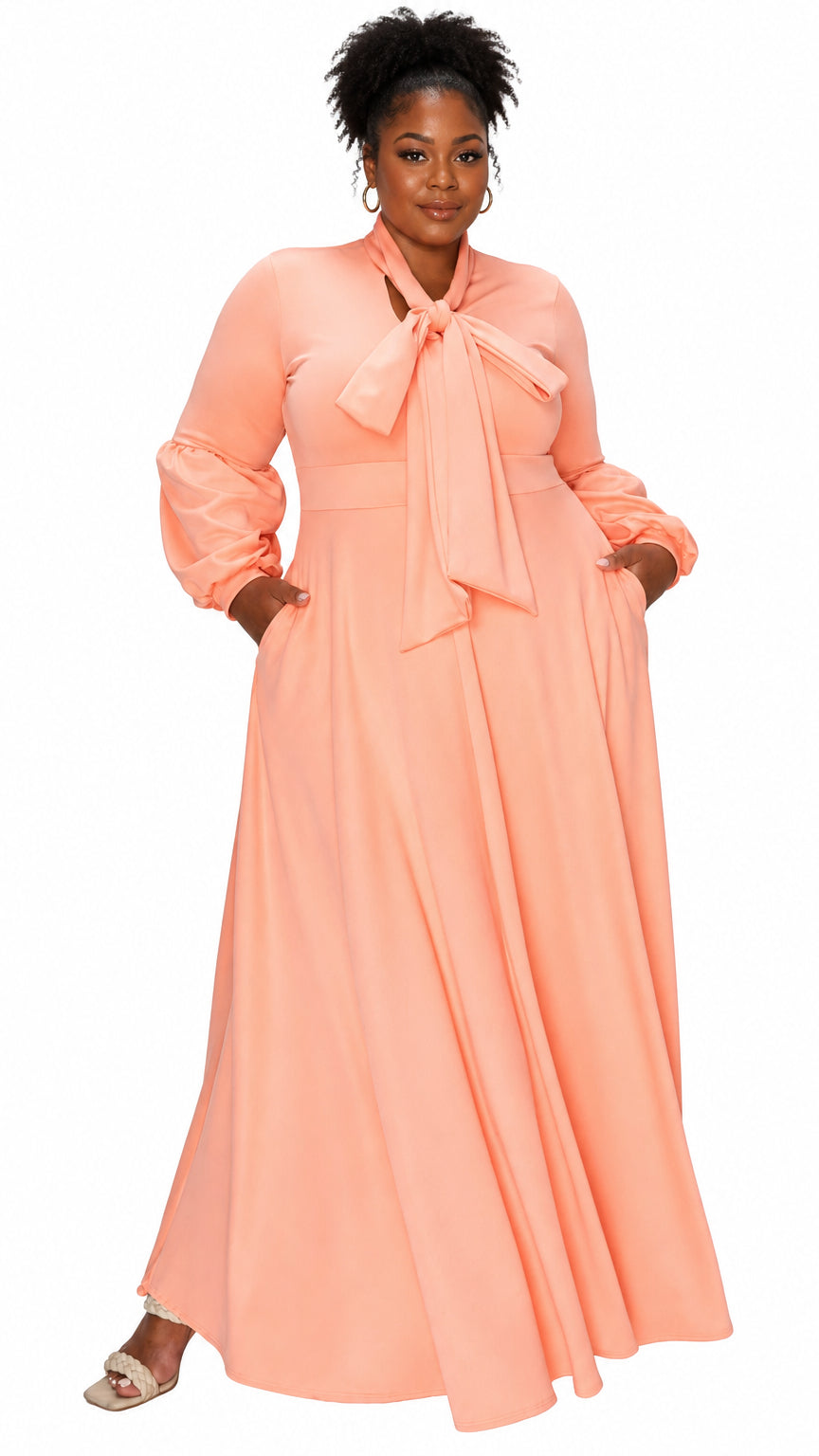 Bella Donna Dress with Ribbon and Bishop Sleeves