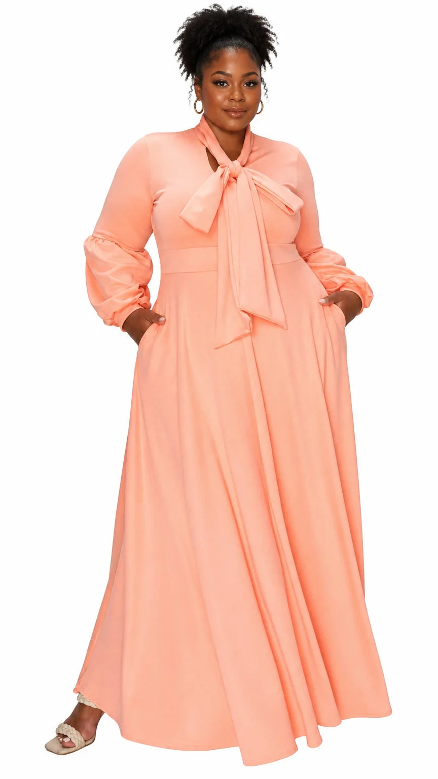 Bella Donna Dress with Ribbon and Bishop Sleeves