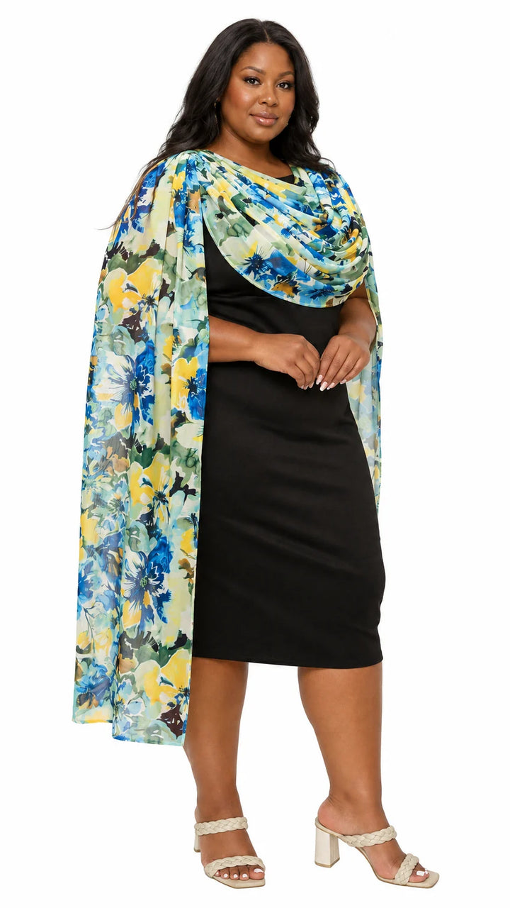Evolette Floral Cape Dress