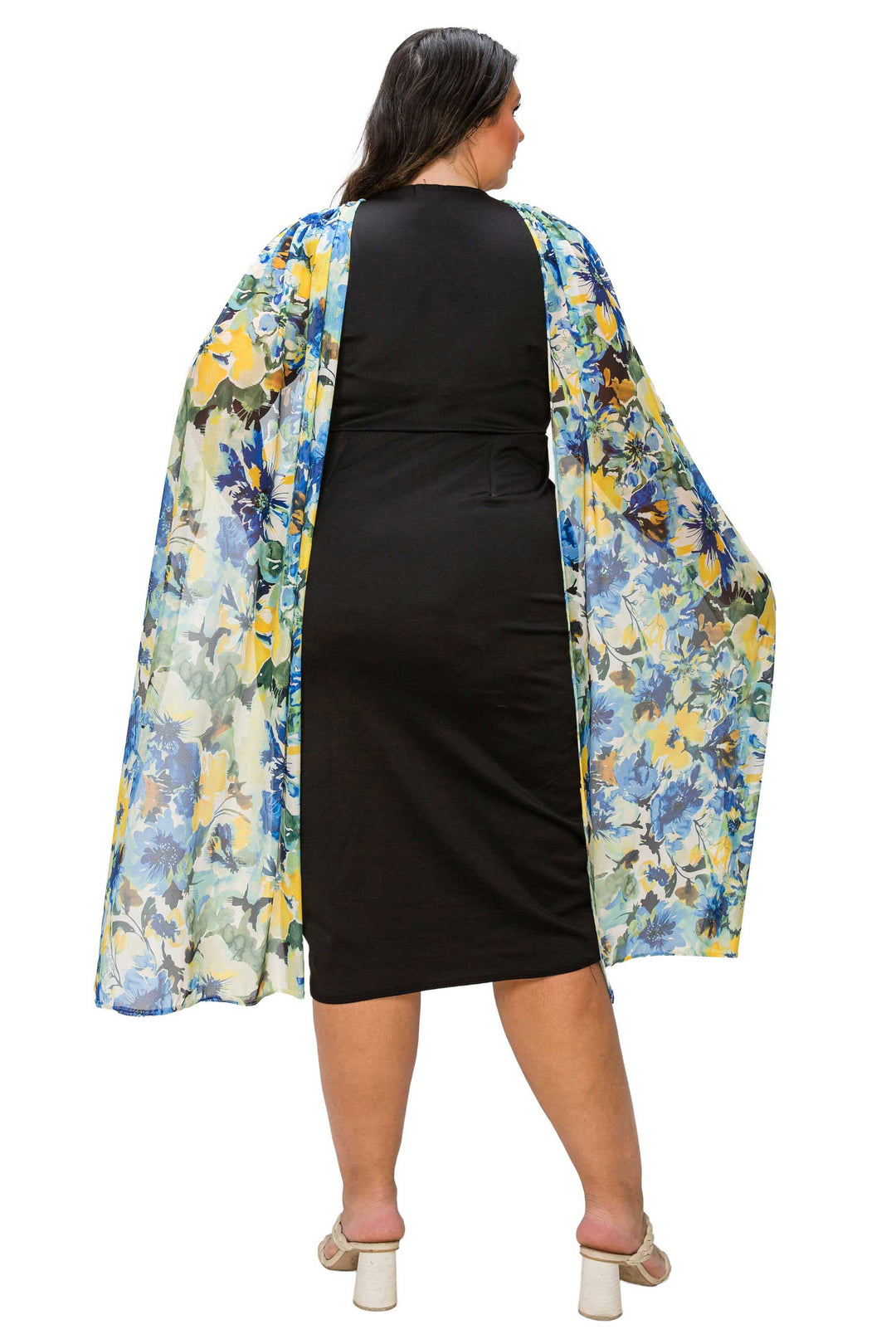 Evolette Floral Cape Dress