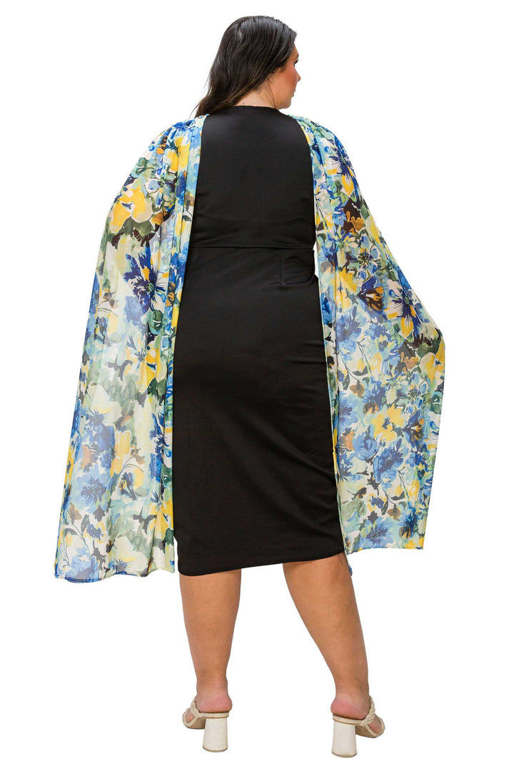 Evolette Floral Cape Dress