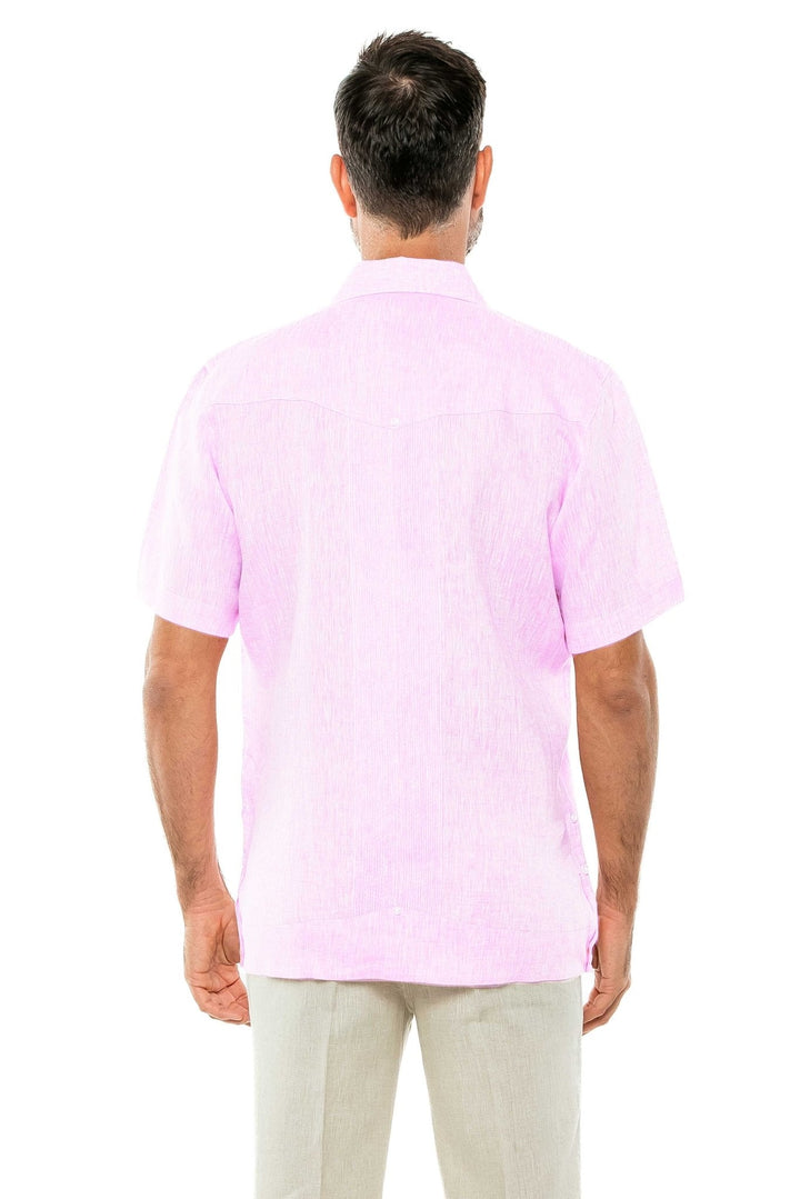 Men's Yarn Dye 100% Linen Guayabera Shirt Short Sleeve 2 Pocket Design - Especially Yours
