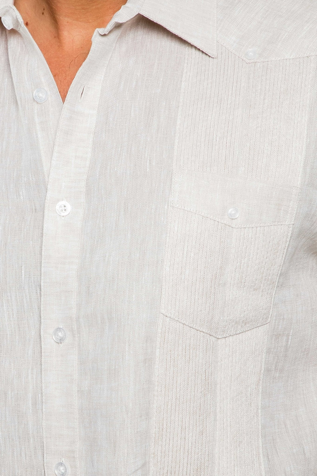 Men's Yarn Dye 100% Linen Guayabera Shirt Short Sleeve 2 Pocket Design - Especially Yours
