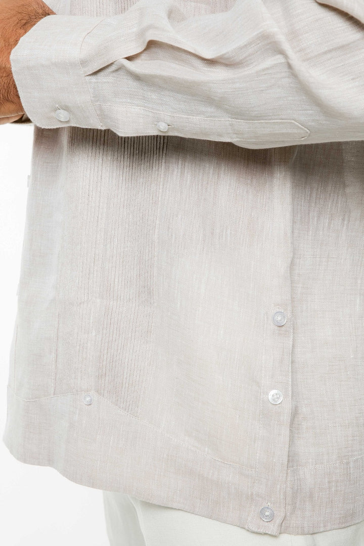 Men's 100% Linen Two - Pocket Design Guayabera Shirt Long Sleeve - Especially Yours