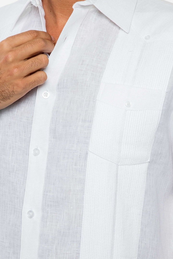 Men's 100% Linen Two - Pocket Design Guayabera Shirt Long Sleeve - Especially Yours