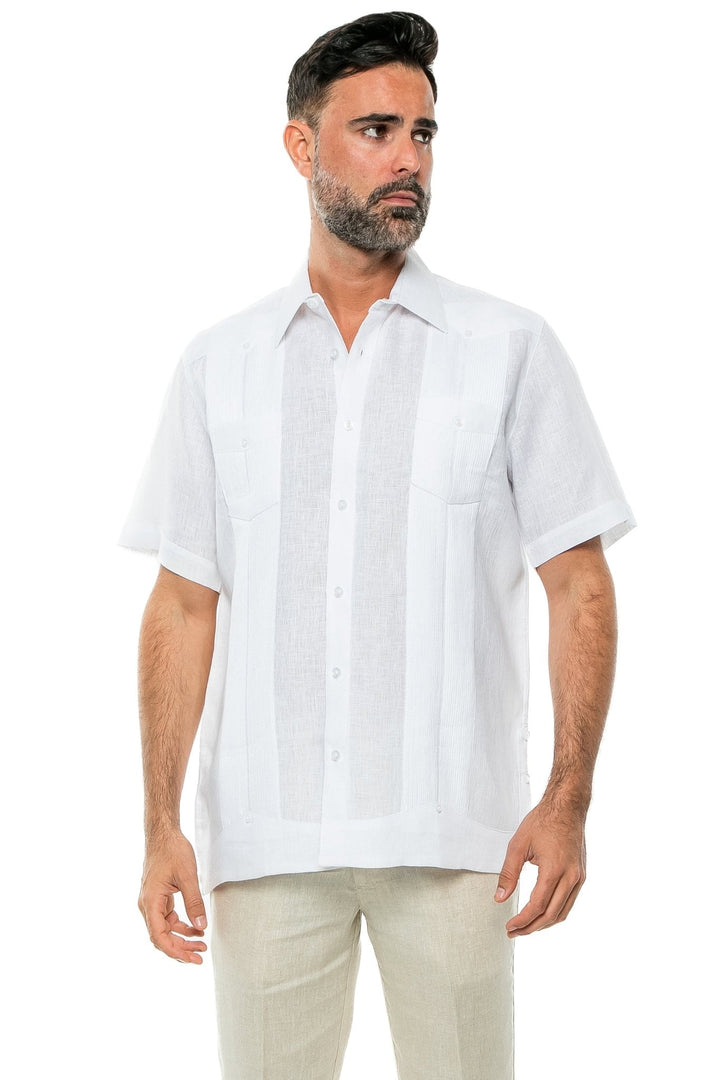 Men's Yarn Dye 100% Linen Guayabera Shirt Short Sleeve 2 Pocket Design - Especially Yours