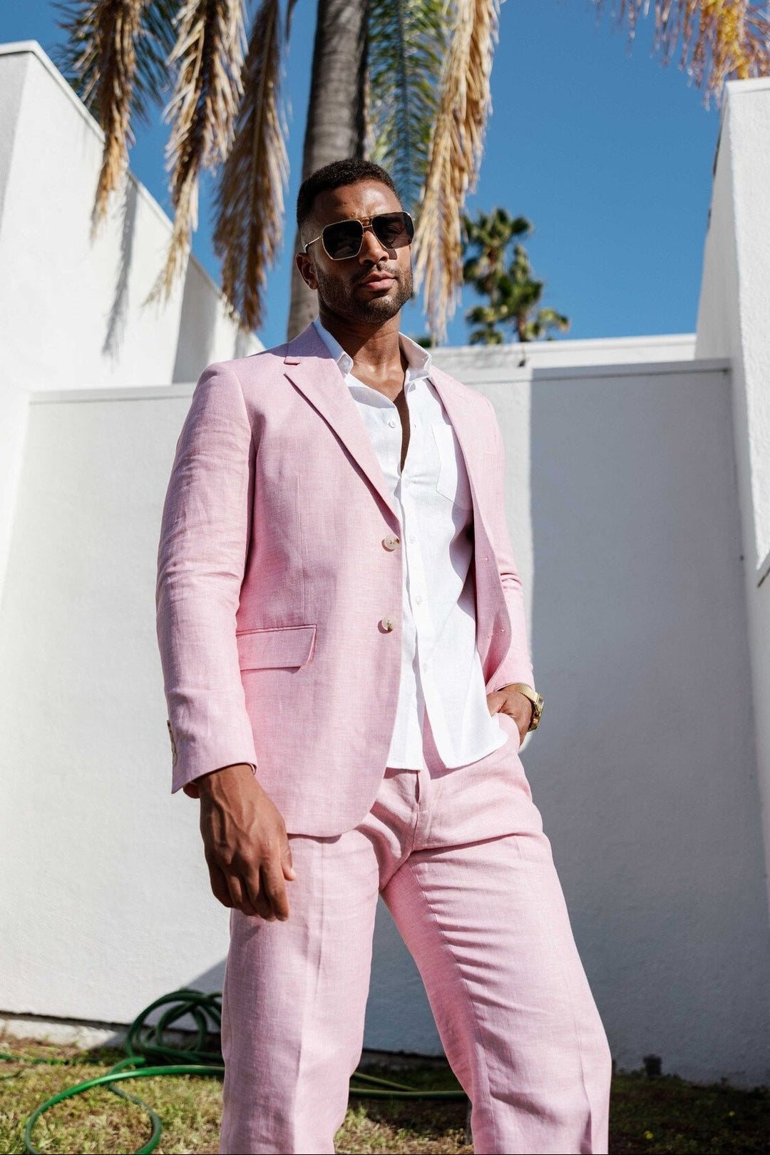 Mojito Reserve Men's Textured Linen Cotton Blend Suit - Especially Yours