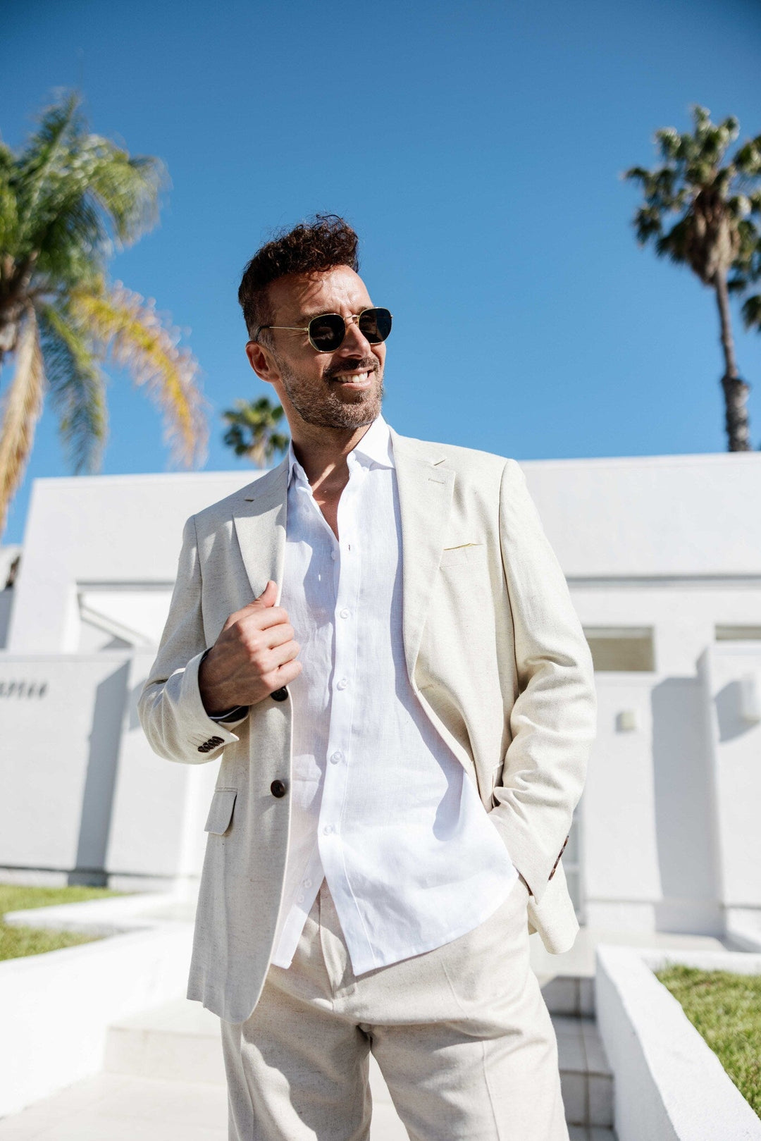 Mojito Reserve Men's Textured Linen Cotton Blend Suit - Especially Yours