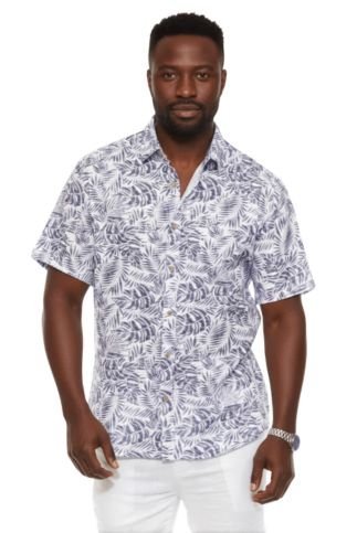 Men's Resort Style Casual Linen Blend Leafy Print Shirt - Especially Yours