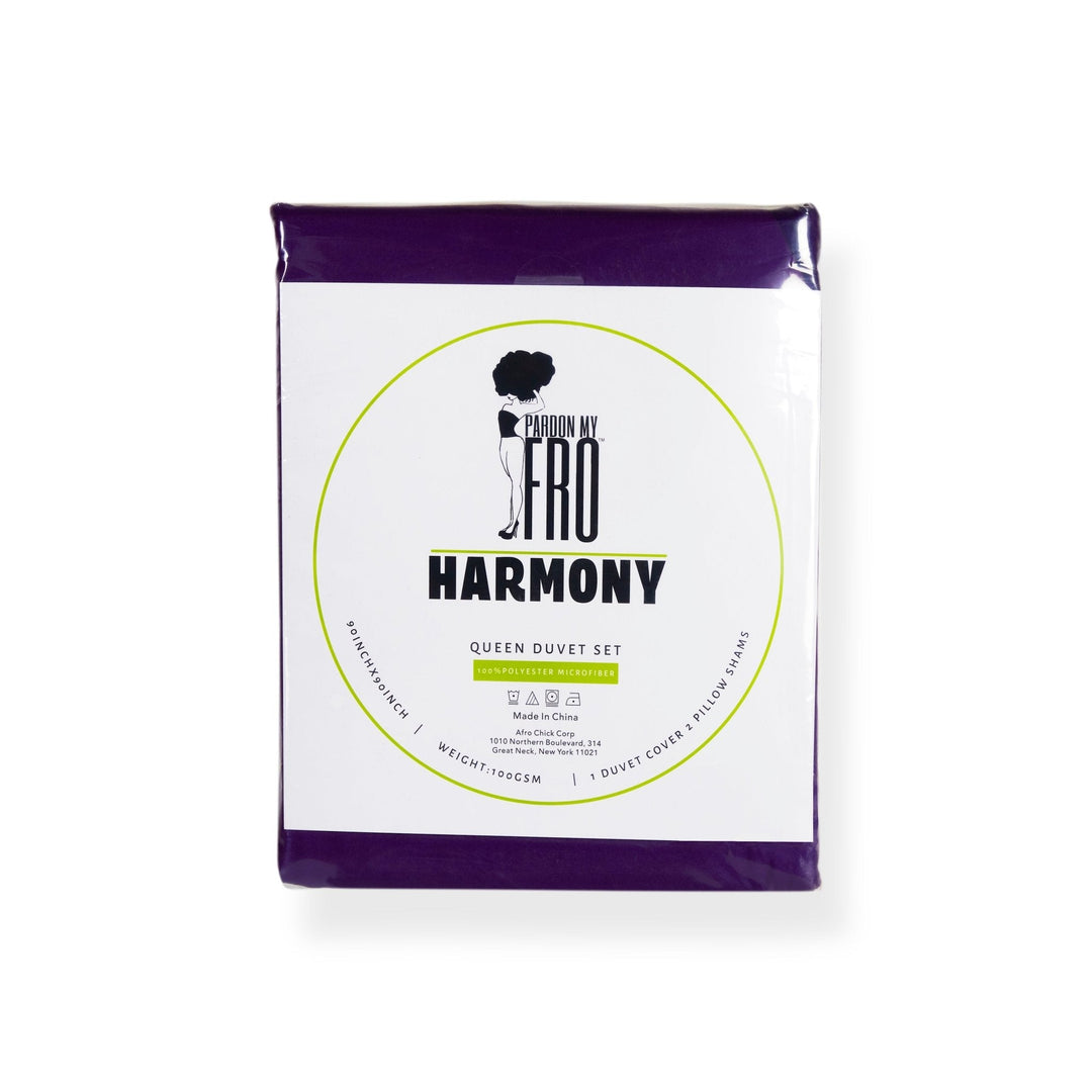 Harmony Duvet Set celebrating Black women unity diversity and natural hair – royal purple by Pardon My Fro | EY