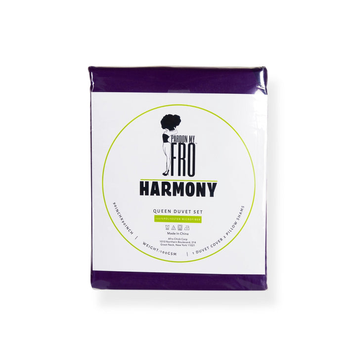 Harmony Duvet Set celebrating Black women unity diversity and natural hair – royal purple by Pardon My Fro | EY