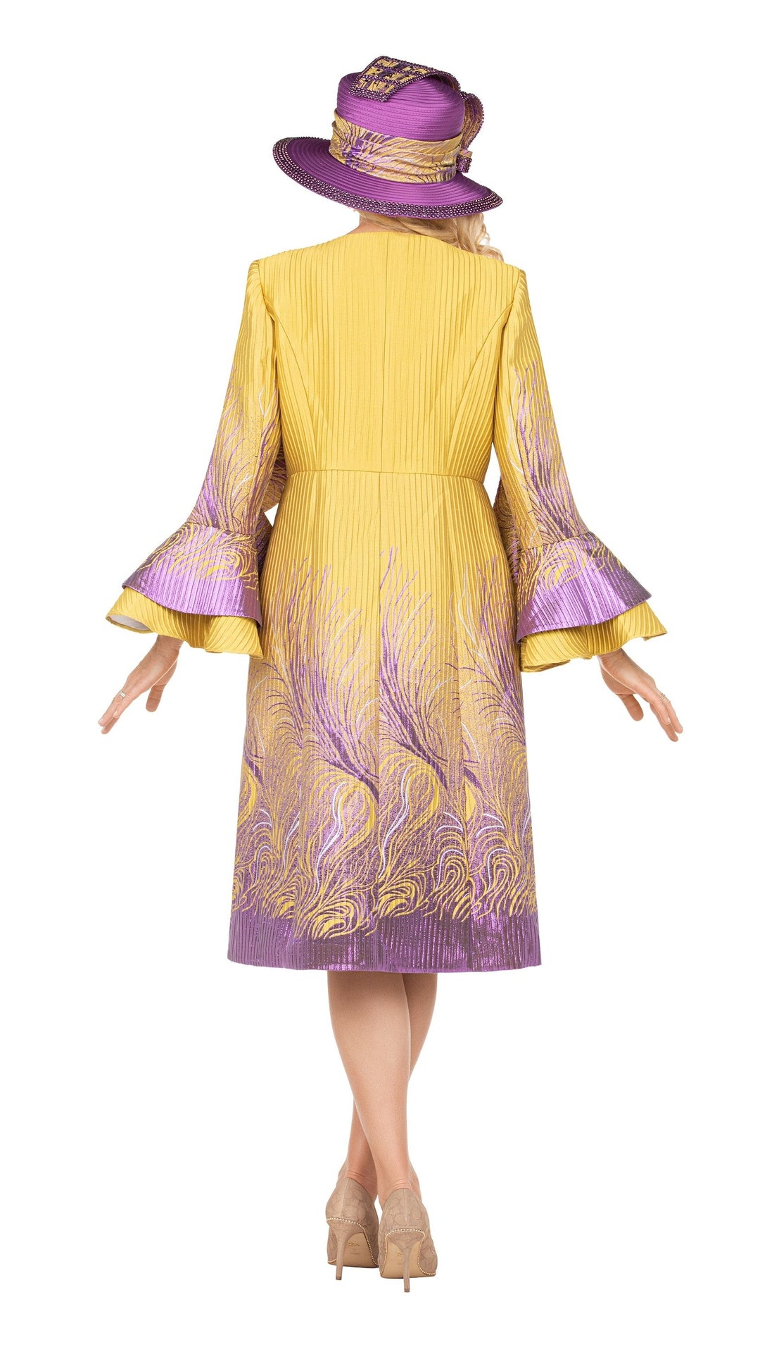 Metallic Ombre 2pc Dress&Long Coat Set