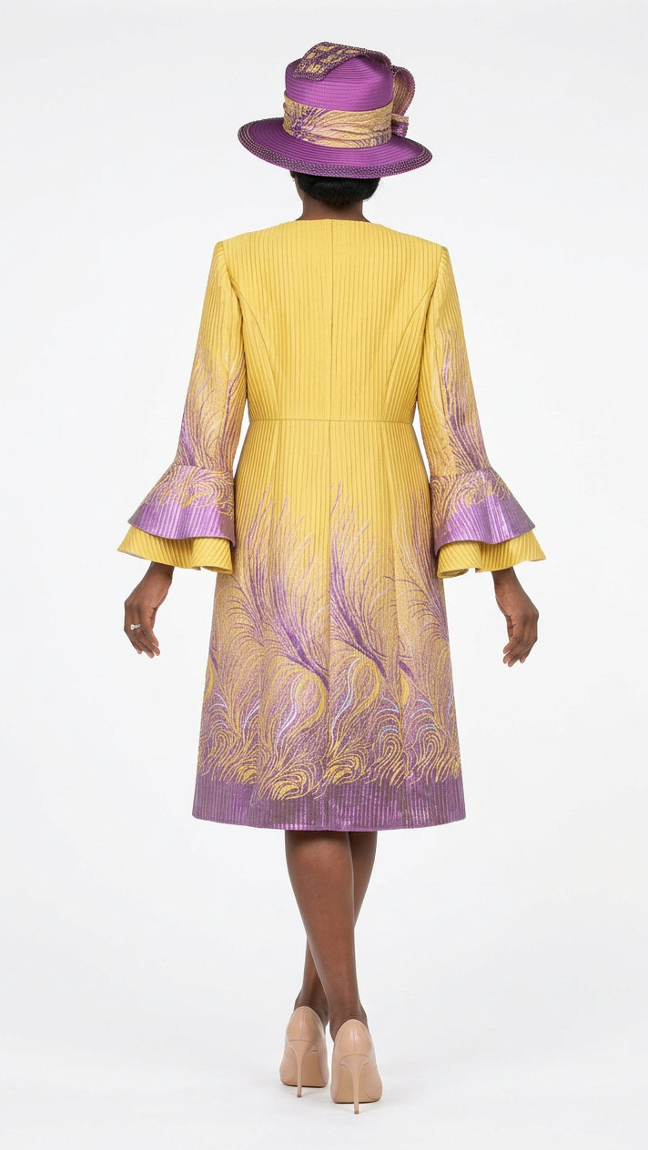 Metallic Ombre 2pc Dress&Long Coat Set-Plus