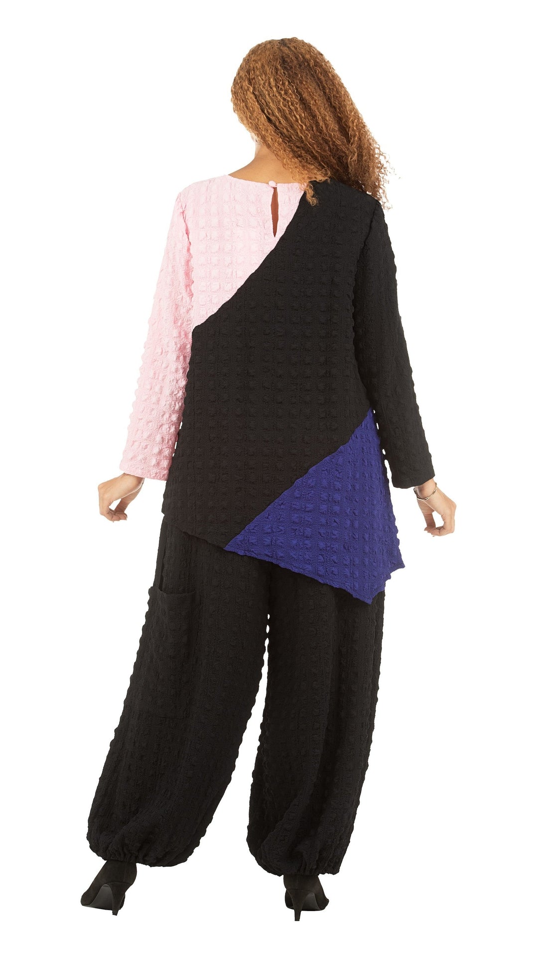 2pc Color Block Popcorn Fbrc Pants Set
