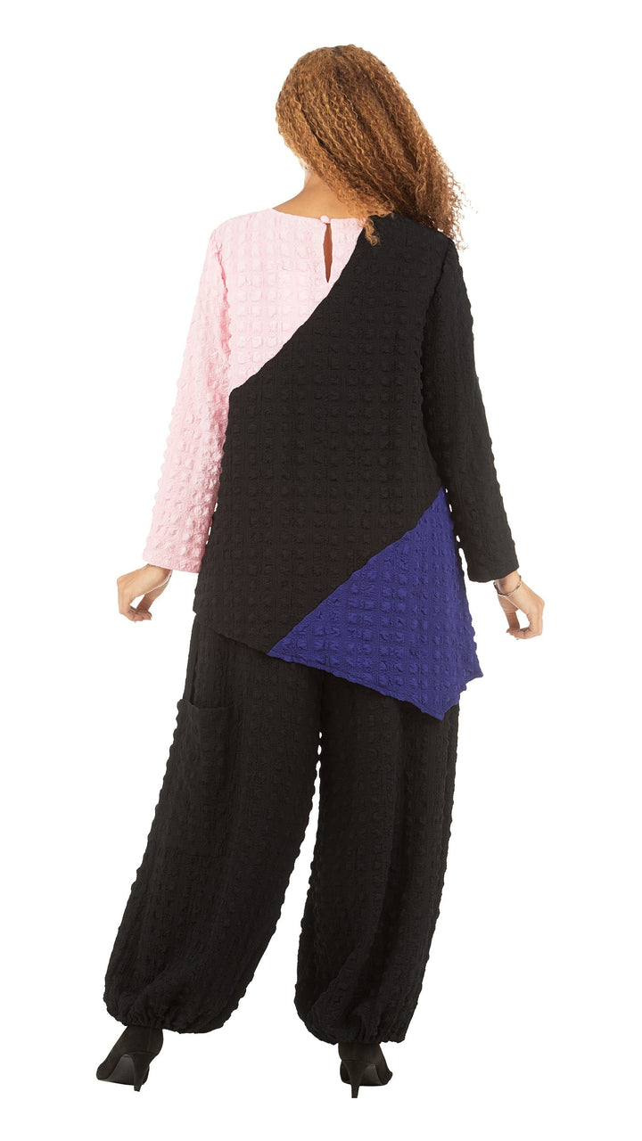 2pc Color Block Popcorn Fbrc Pants Set
