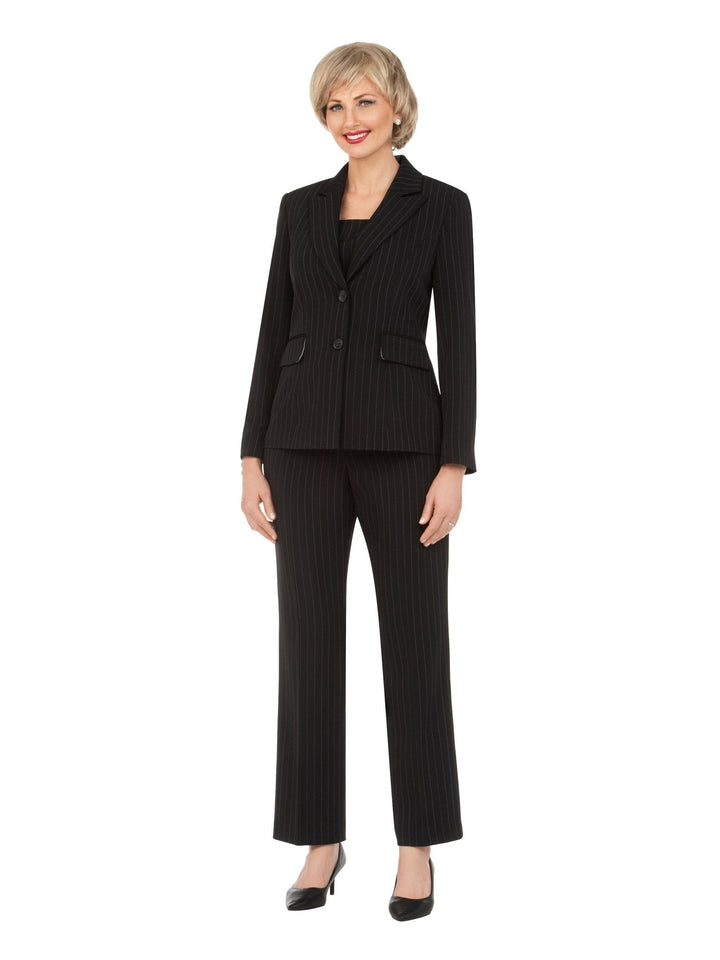 2pc Notch Collar Jkt+Pants Suit-Plus - Especially Yours