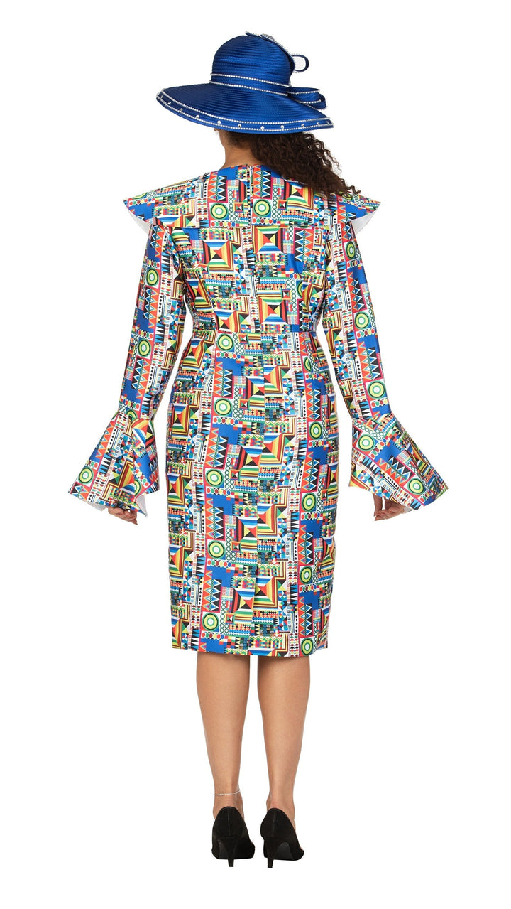 Multi Print Silky Twill Shift Drs w/ Bell Slv-Plus