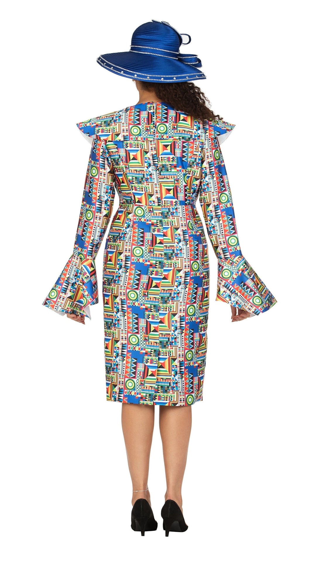 Multi Print Silky Twill Shift Drs w/ Bell Slv