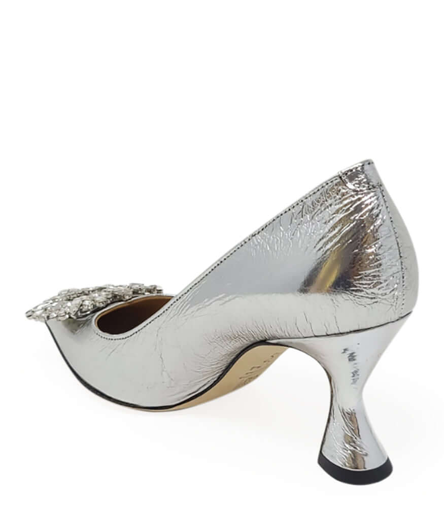Silver Leather Kitten Heel Pump - Especially Yours