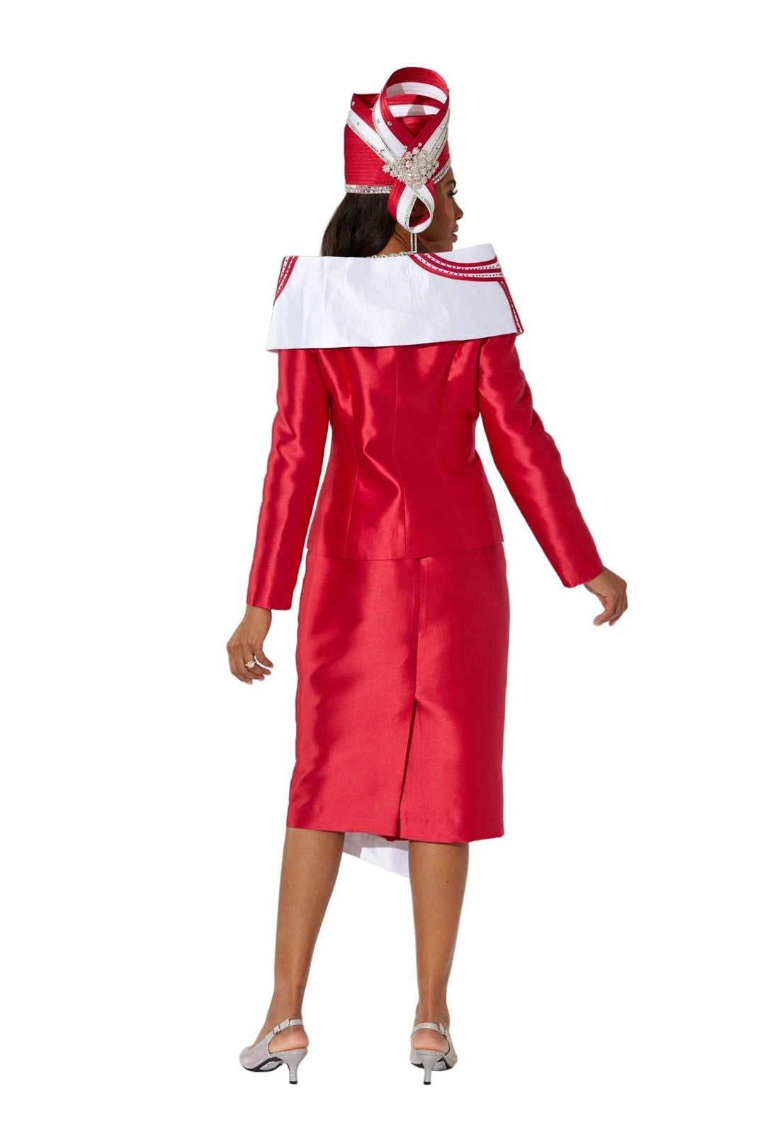 High-quality women's church suits with a sophisticated 33-inch length skirt.