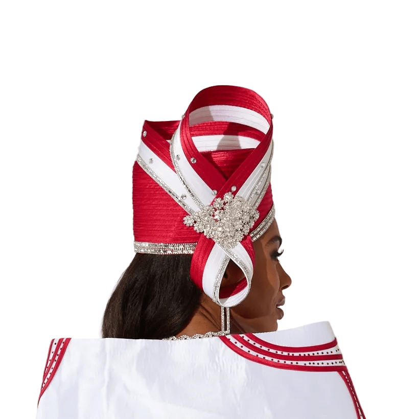 Close up of high-quality fashion pillbox church hat with sparkling rhinestone detail.