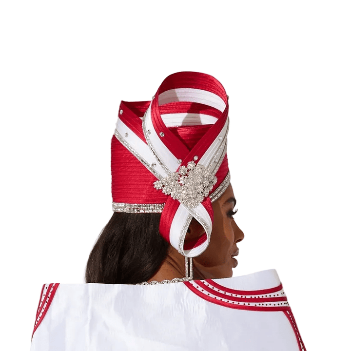 Close up of high-quality fashion pillbox church hat with sparkling rhinestone detail.