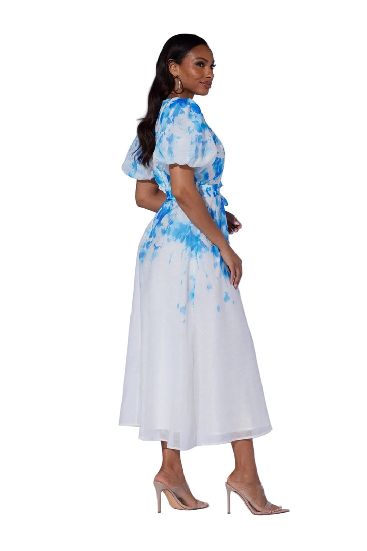 Watercolor Puff Sleeve Midi Dress by Studio EY - Especially Yours