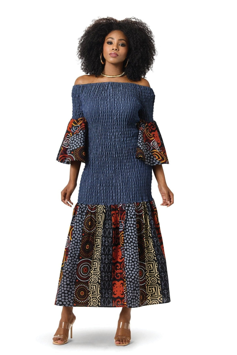 Denim Smocked Maxi Dress â€“ Studio EY - Especially Yours