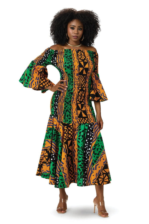 Tribal Stripes Smocked Maxi Dress â€“ Studio EY - Especially Yours