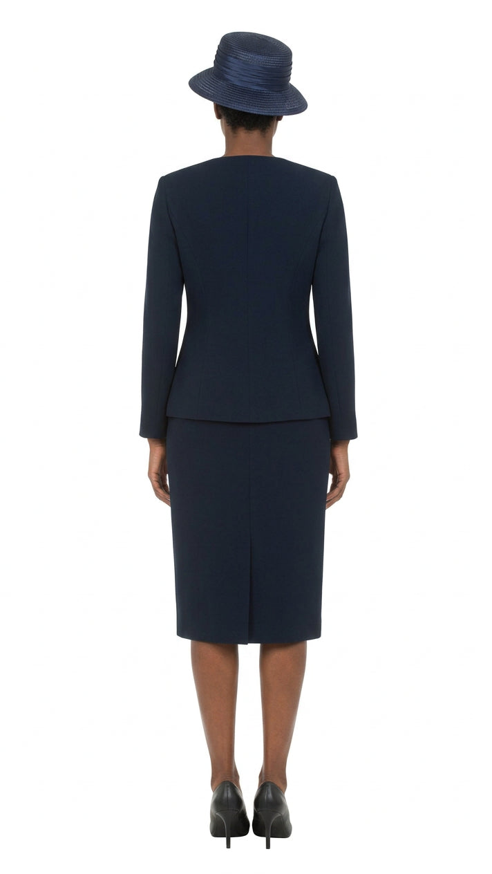 3pc Collarless Rhinestone Buckle Skirt Suit - Plus