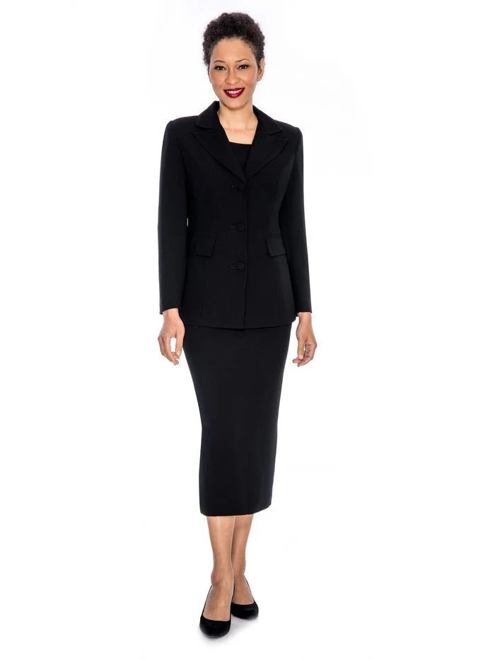 2pc Notch Collar 3-button Skirt Suit