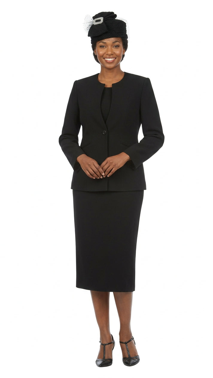 3pc Collarless 1-button Basic Suit - Plus